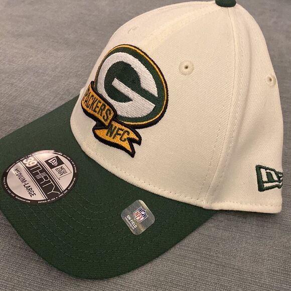 New Era Cream/Green Green Bay Packers Sideline 39THIRTY 2-Tone Flex Hat M/L - Picture 6 of 9